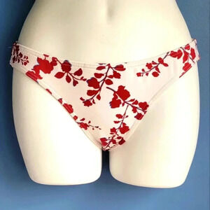 BCBGMaxazria Swim White Red Floral Bikini Bottom Size S NWT